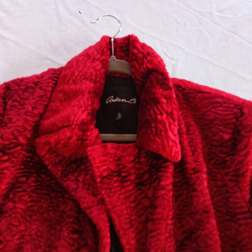 Long Red Faux Fir Coat